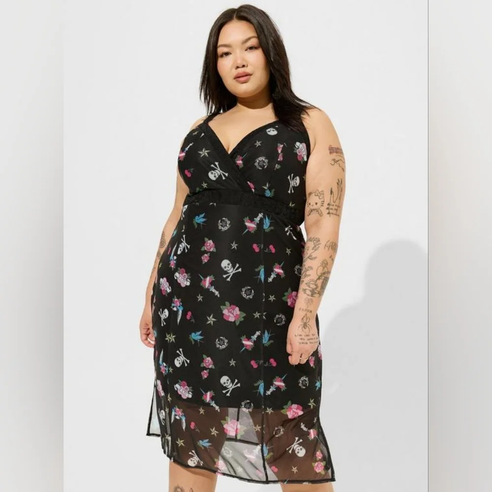 Torrid x Betsey Johnson Black Tattoo Sleeveless Midi Dress Size 3X NWT - Picture 2 of 4